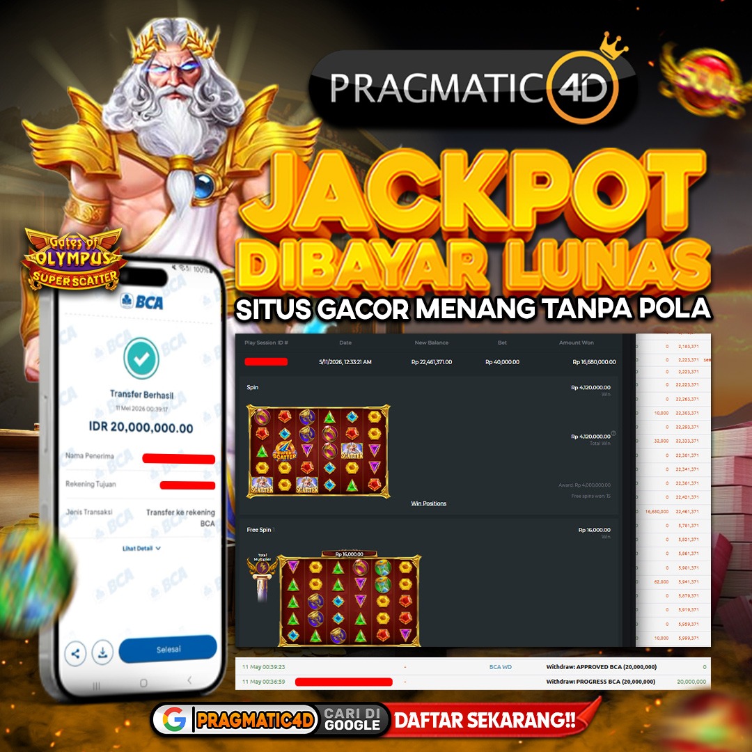 BUKTI KEMENANGAN MEMBER 11 MEI 2026 DI PRAGMATIC4D 20 JUTA