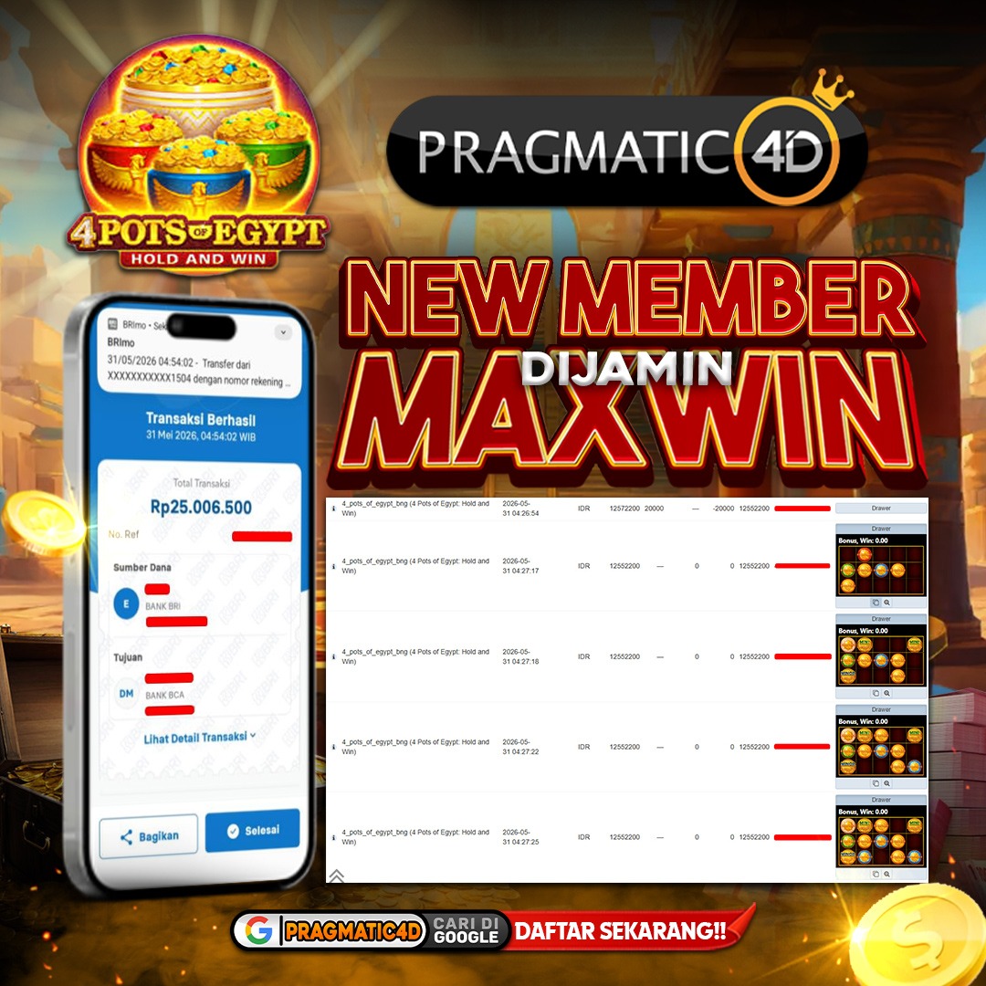BUKTI KEMENANGAN MEMBER 31 MEI 2026 DI PRAGMATIC4D 25 JUTA