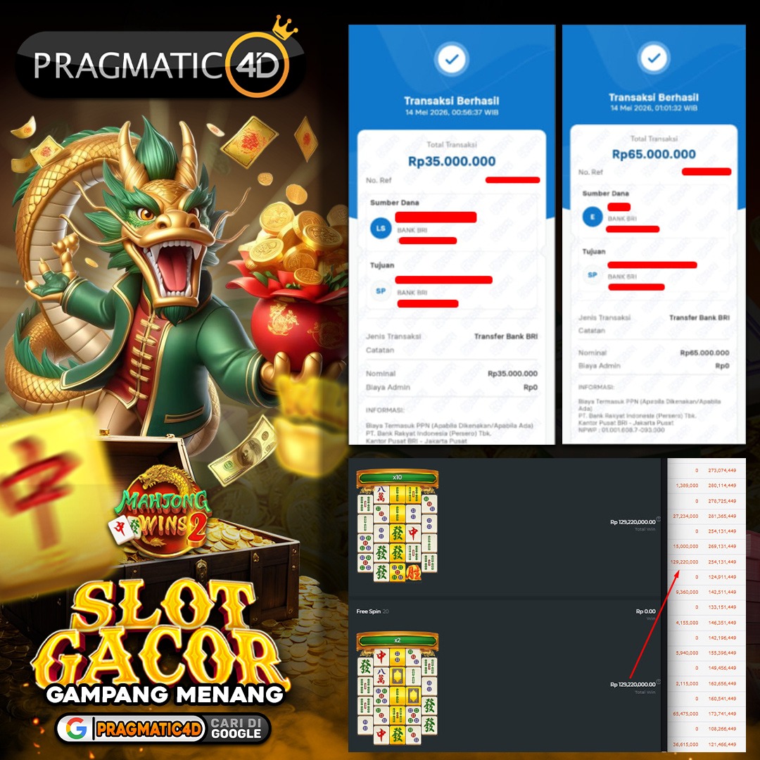 BUKTI KEMENANGAN MEMBER 14 MEI 2026 DI PRAGMATIC4D 100 JUTA