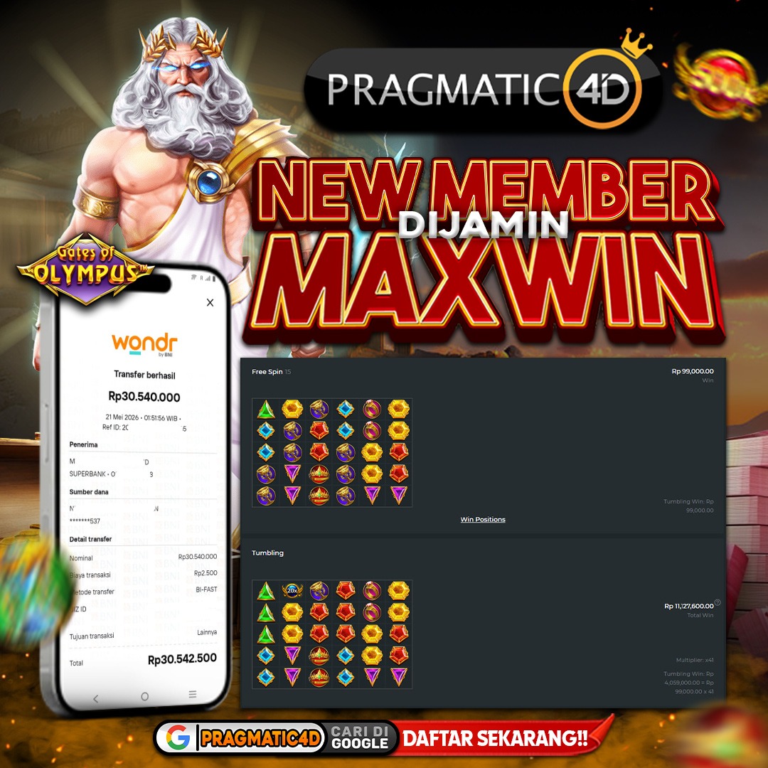 BUKTI KEMENANGAN MEMBER 21 MEI 2026 DI PRAGMATIC4D 30 JUTA