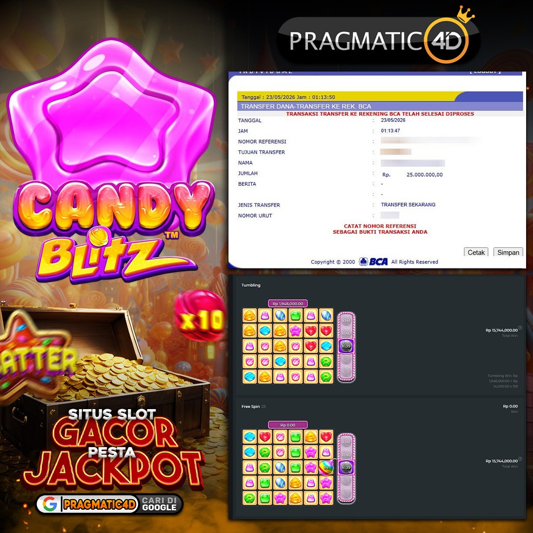 BUKTI KEMENANGAN MEMBER 23 MEI 2026 DI PRAGMATIC4D 25 JUTA