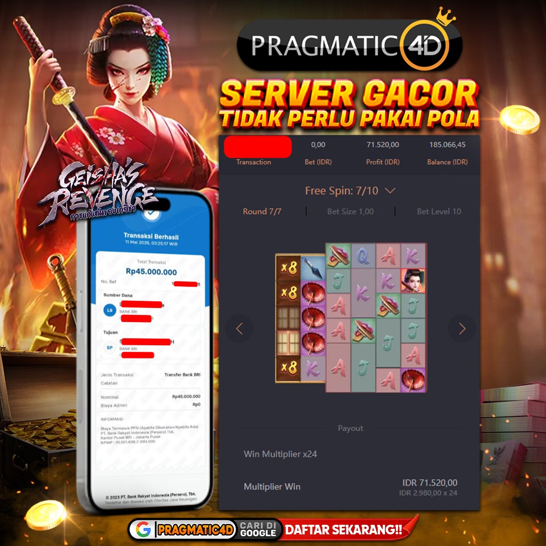 BUKTI KEMENANGAN MEMBER 11 MEI 2026 DI PRAGMATIC4D 46 JUTA
