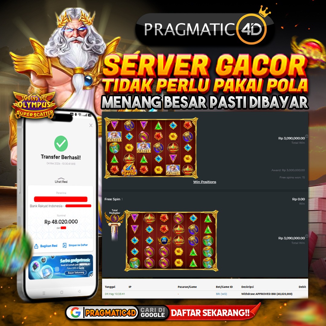 BUKTI KEMENANGAN MEMBER 04 MEI 2026 DI PRAGMATIC4D 48 JUTA