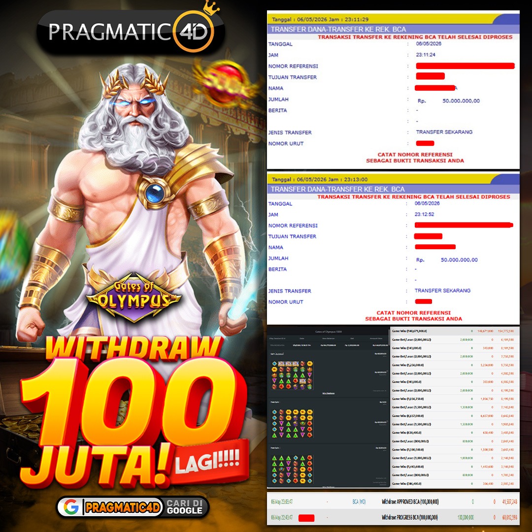 BUKTI KEMENANGAN MEMBER 07 MEI 2026 DI PRAGMATIC4D 100 JUTA