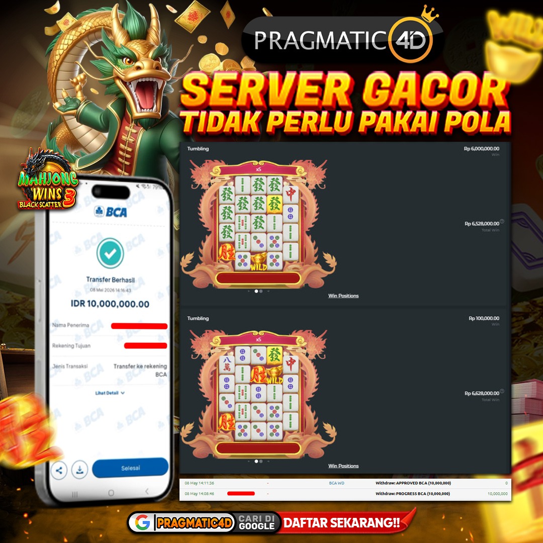 BUKTI KEMENANGAN MEMBER 08 MEI 2026 DI PRAGMATIC4D 10 JUTA