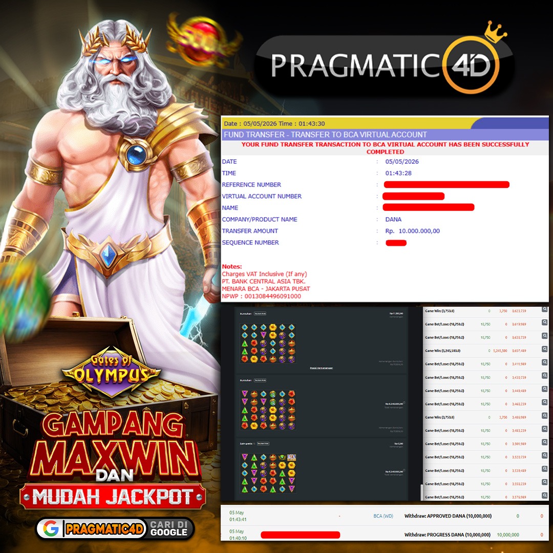 BUKTI KEMENANGAN MEMBER 05 MEI 2026 DI PRAGMATIC4D 10 JUTA
