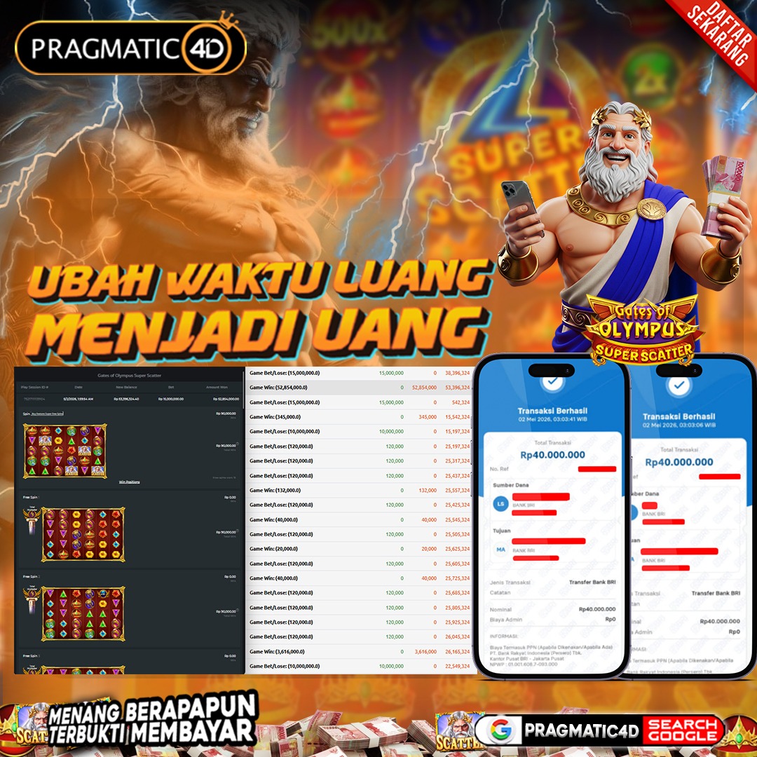BUKTI KEMENANGAN MEMBER 02 MEI 2026 DI PRAGMATIC4D 80 JUTA