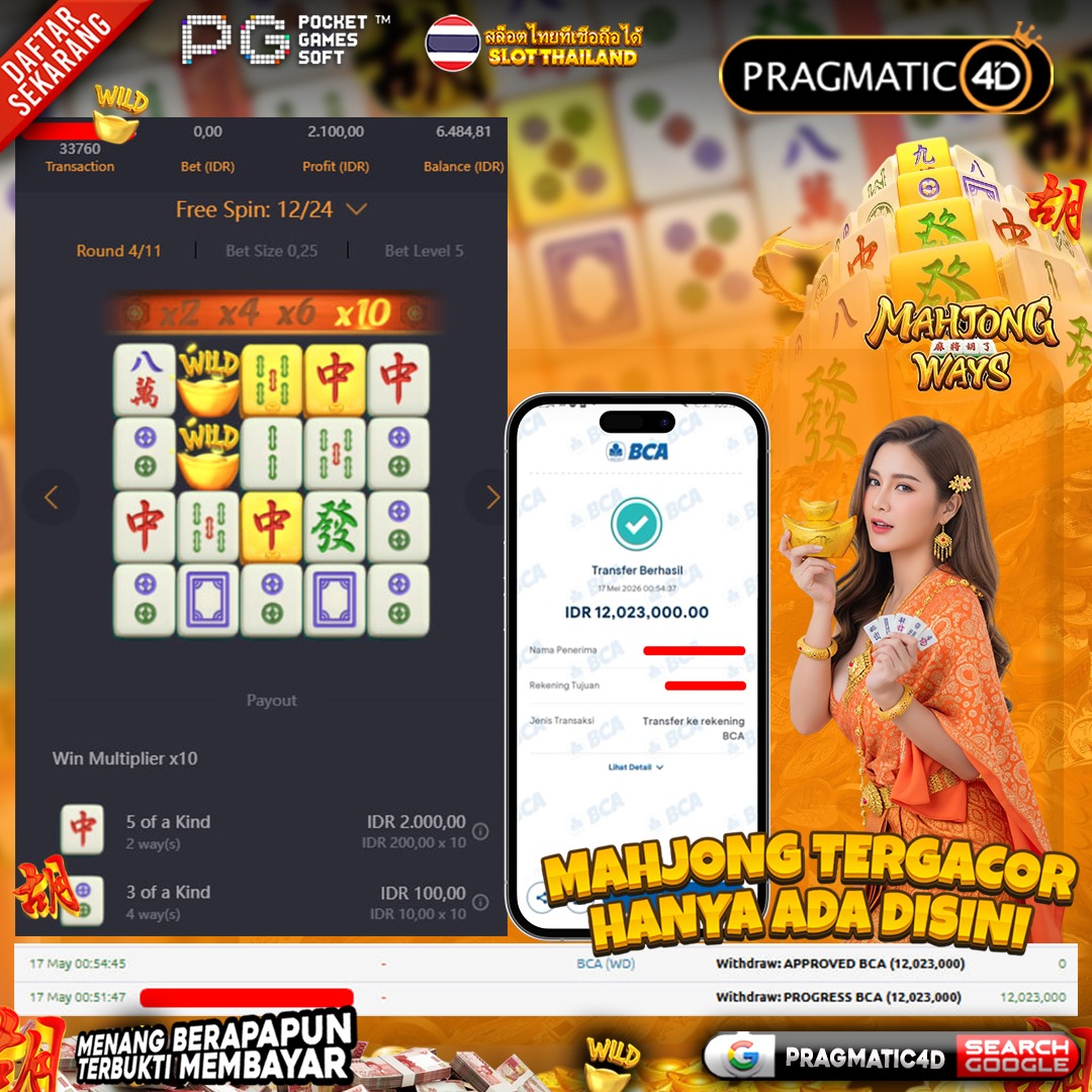 BUKTI KEMENANGAN MEMBER 17 MEI 2026 DI PRAGMATIC4D 12 JUTA