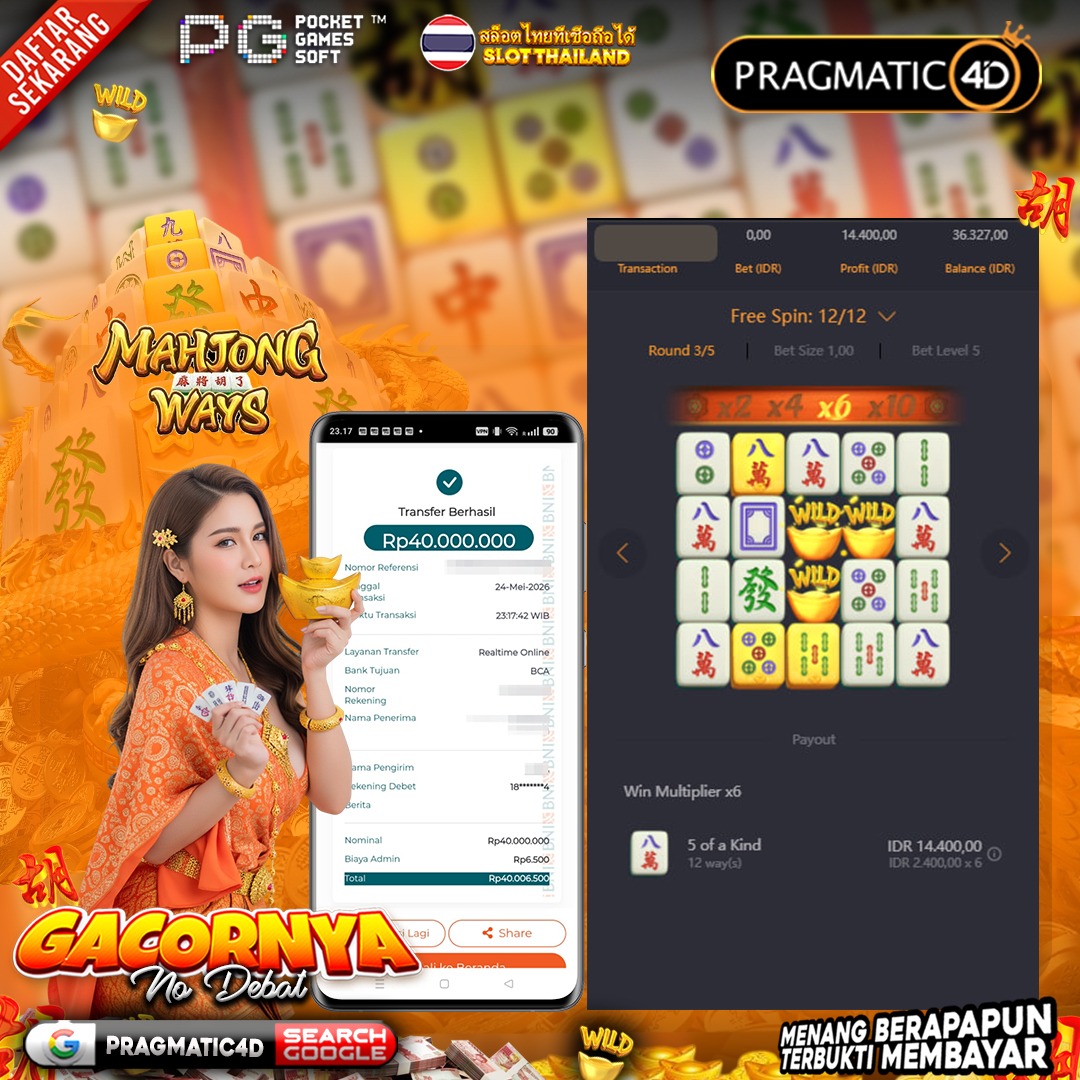 BUKTI KEMENANGAN MEMBER 25 MEI 2026 DI PRAGMATIC4D 40 JUTA