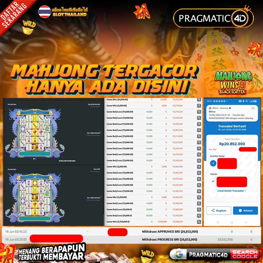 BUKTI KEMENANGAN MEMBER 19 JUNI 2026 DI PRAGMATIC4D 20 JUTA