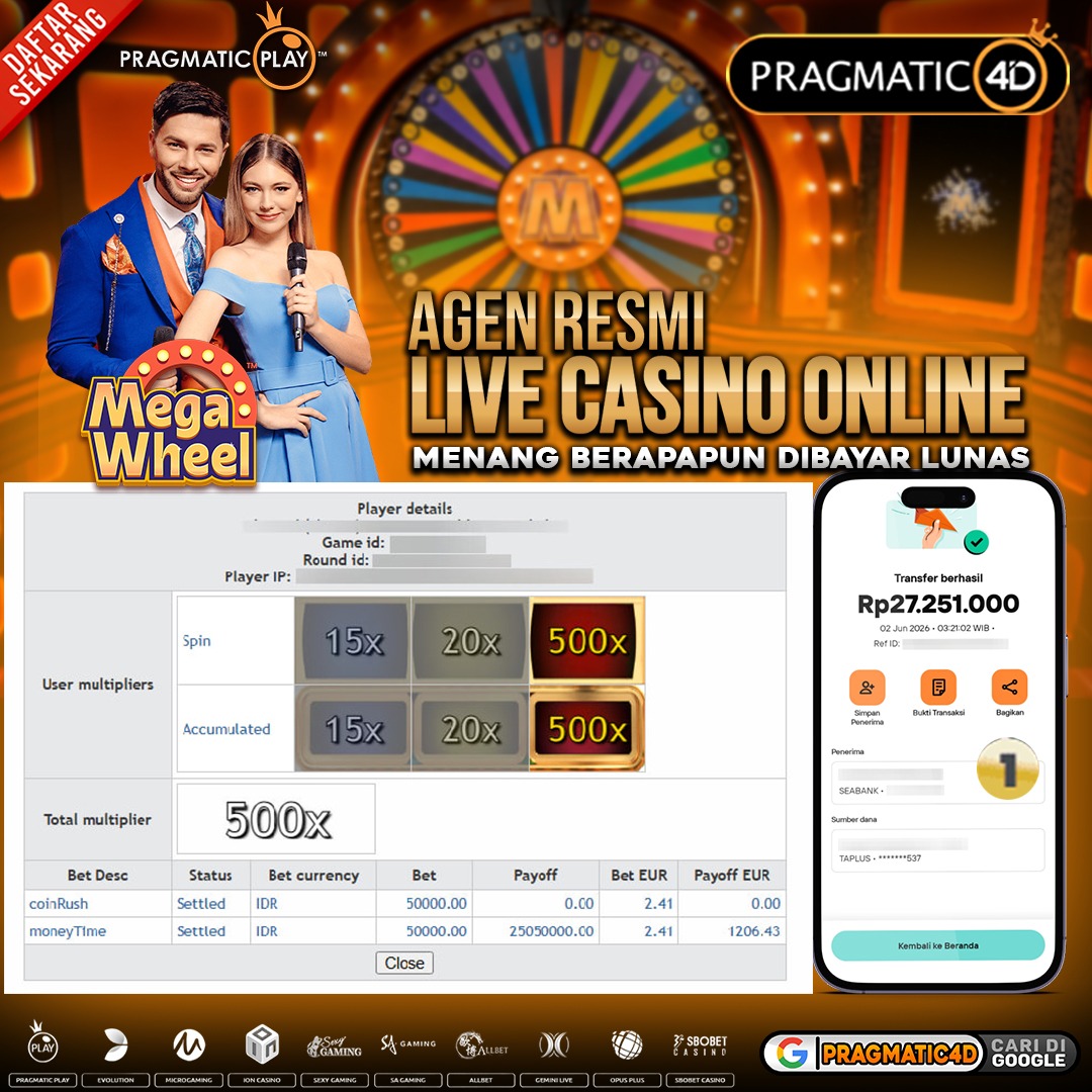 BUKTI KEMENANGAN MEMBER 02 JUNI 2026 DI PRAGMATIC4D 27 JUTA