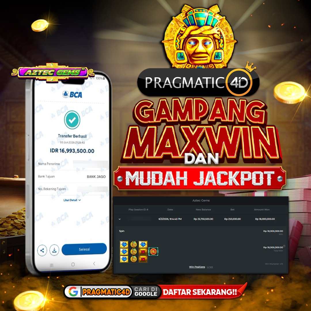 BUKTI KEMENANGAN MEMBER 04 JUNI 2026 DI PRAGMATIC4D 17 JUTA