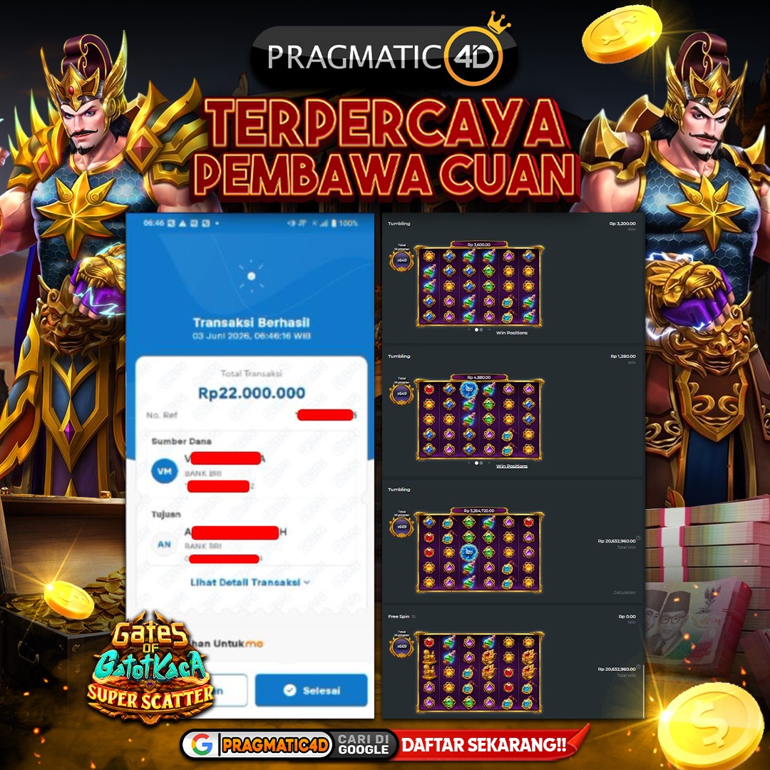 BUKTI KEMENANGAN MEMBER 03 JUNI 2026 DI PRAGMATIC4D 22 JUTA