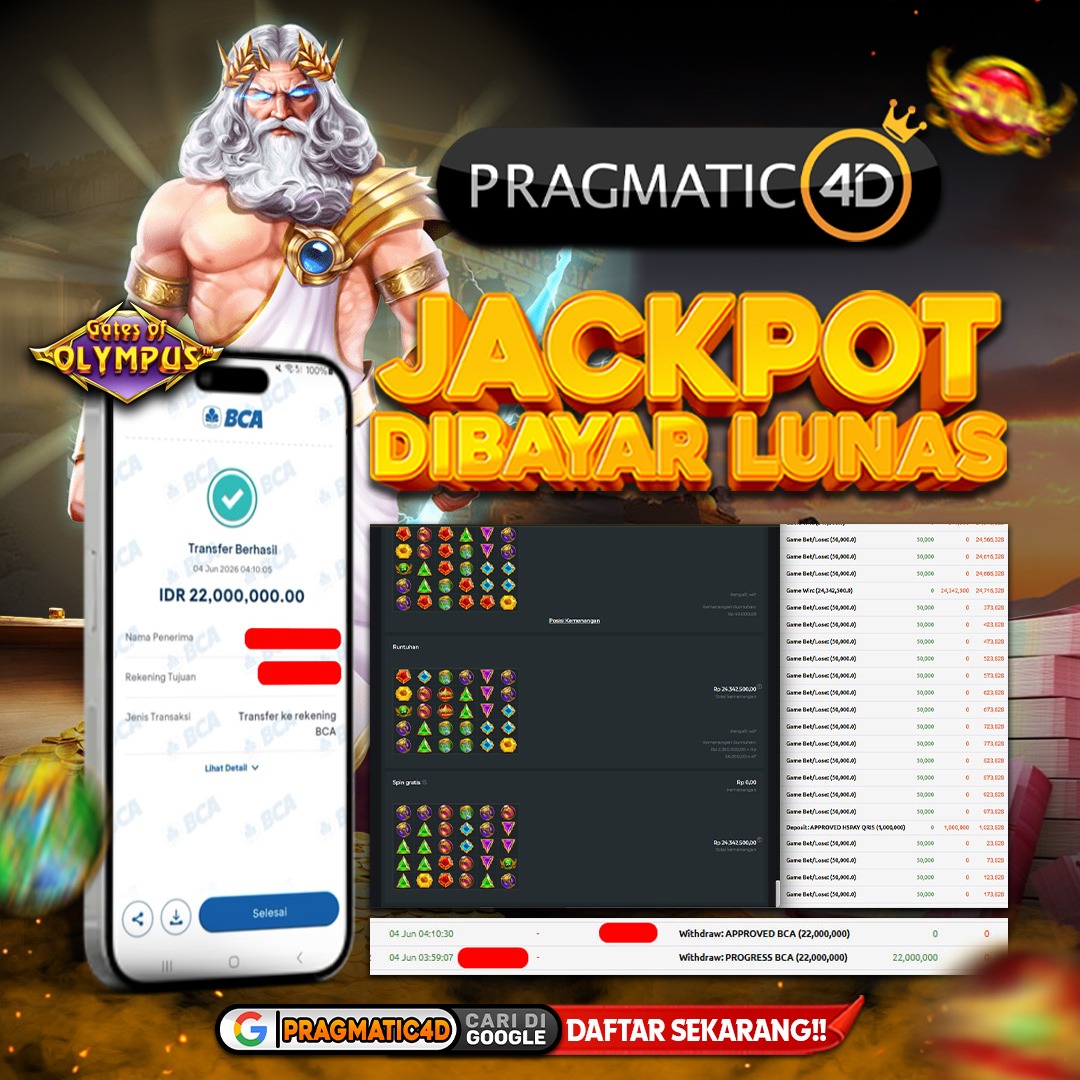 BUKTI KEMENANGAN MEMBER 04 JUNI 2026 DI PRAGMATIC4D 22 JUTA