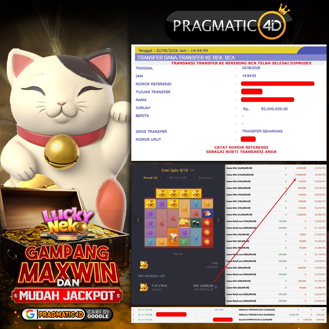 BUKTI KEMENANGAN MEMBER 03 JUNI 2026 DI PRAGMATIC4D 50 JUTA