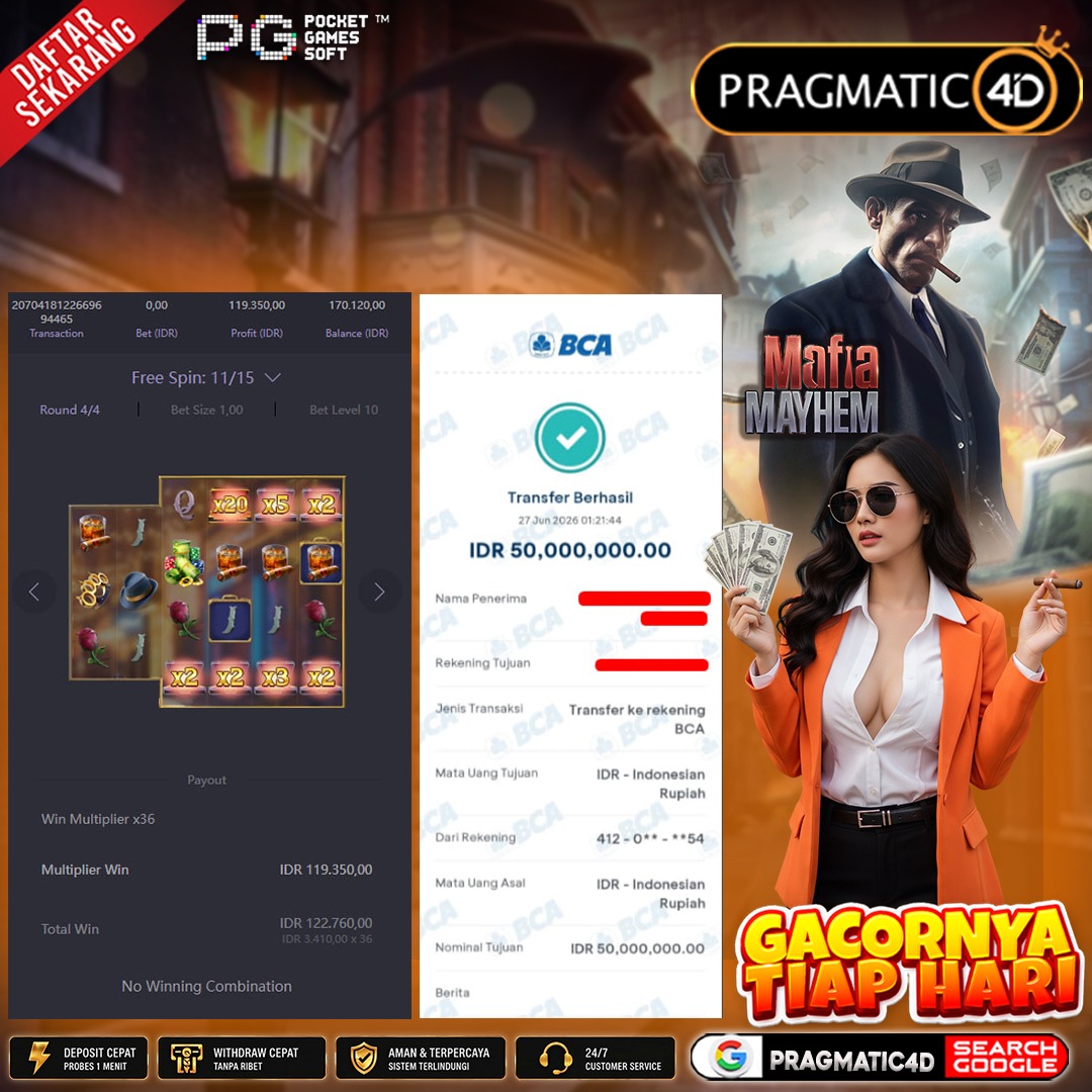 BUKTI KEMENANGAN MEMBER 27 JUNI 2026 DI PRAGMATIC4D 50 JUTA