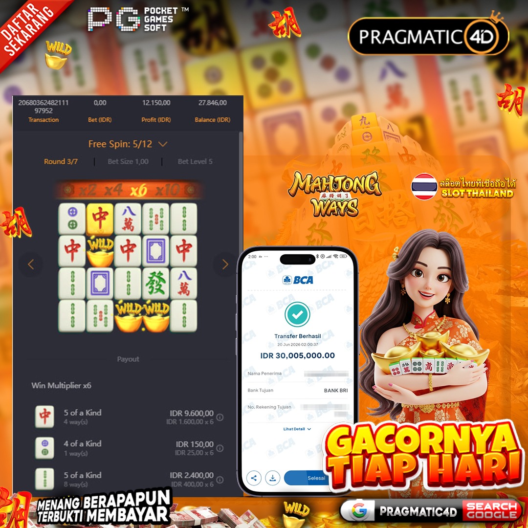 BUKTI KEMENANGAN MEMBER 20 JUNI 2026 DI PRAGMATIC4D 30 JUTA