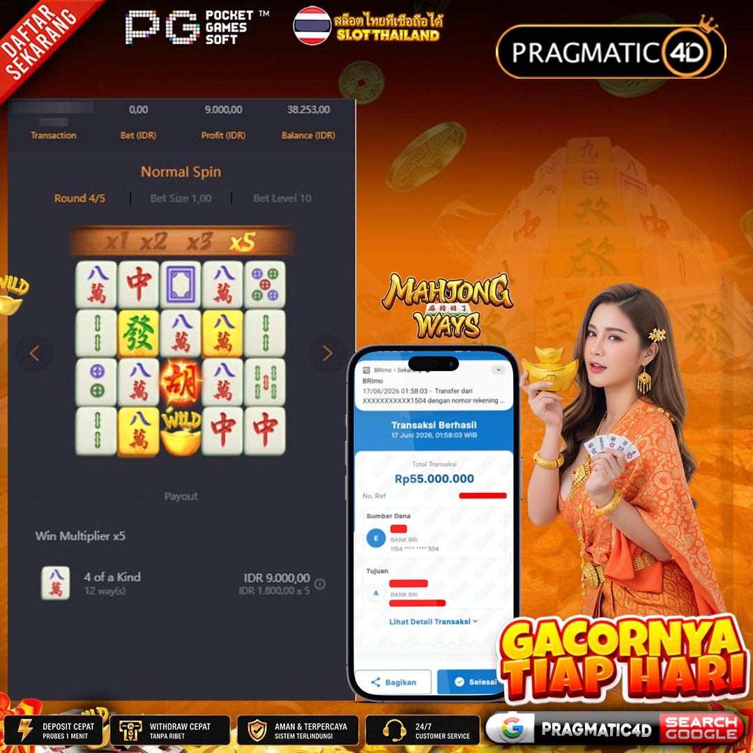 BUKTI KEMENANGAN MEMBER 17 JUNI 2026 DI PRAGMATIC4D 55 JUTA