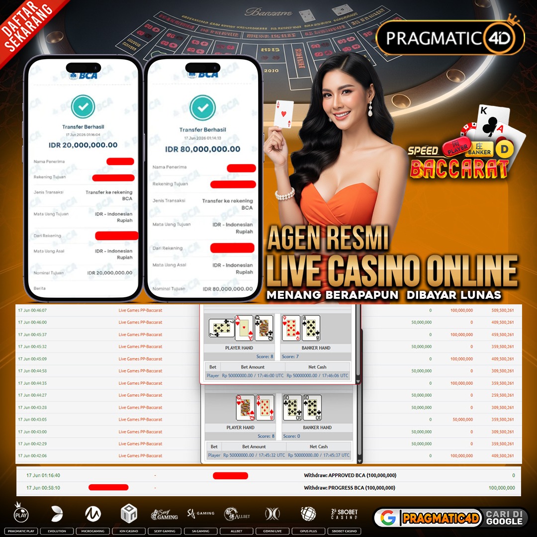 BUKTI KEMENANGAN MEMBER 17 JUNI 2026 DI PRAGMATIC4D 100 JUTA