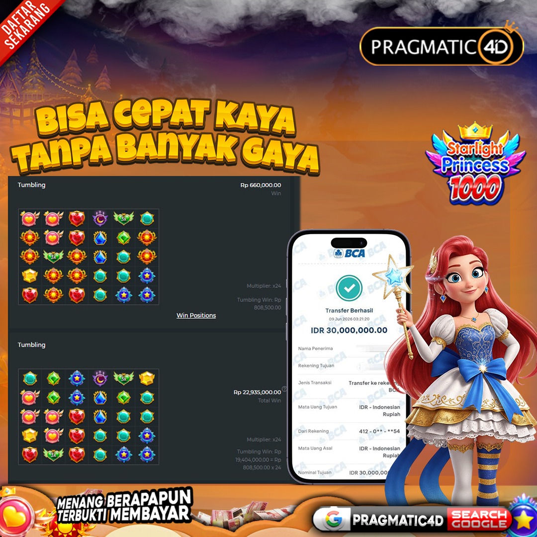BUKTI KEMENANGAN MEMBER 09 JUNI 2026 DI PRAGMATIC4D 30 JUTA