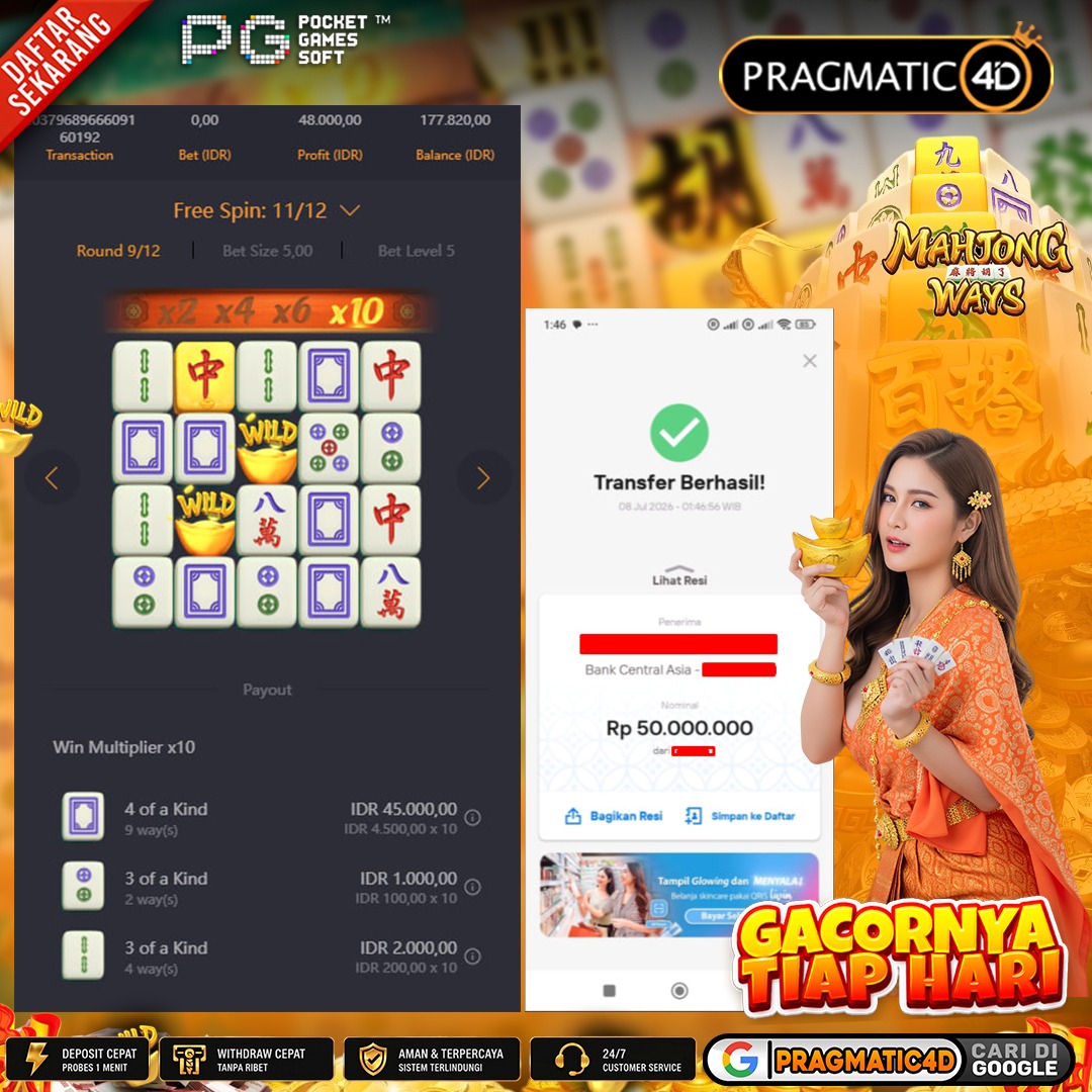 BUKTI KEMENANGAN MEMBER 08 JULI 2026 DI PRAGMATIC4D 50 JUTA