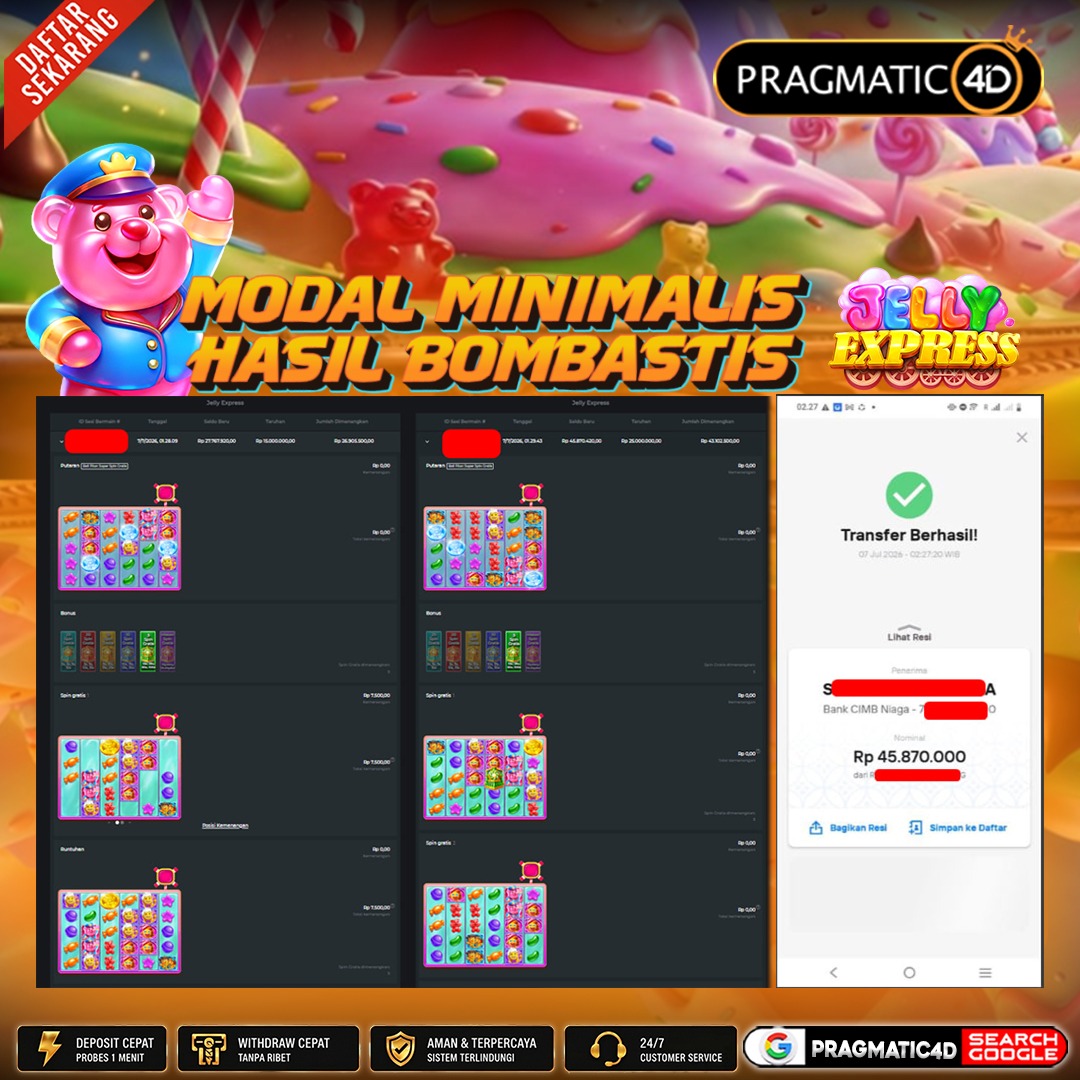 BUKTI KEMENANGAN MEMBER 07 JULI 2026 DI PRAGMATIC4D 45 JUTA