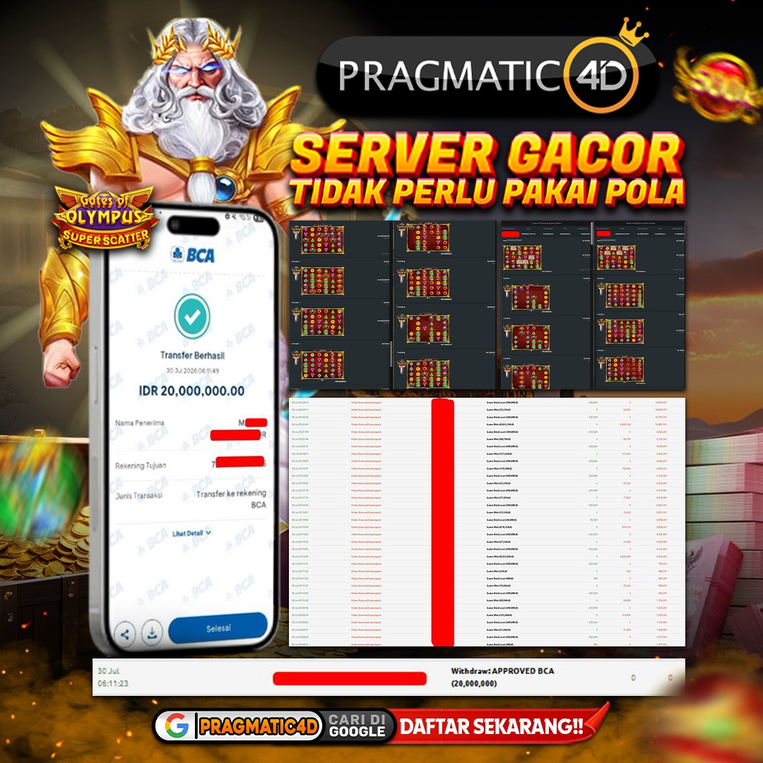 BUKTI KEMENANGAN MEMBER 30 JULI 2026 DI PRAGMATIC4D 20 JUTA