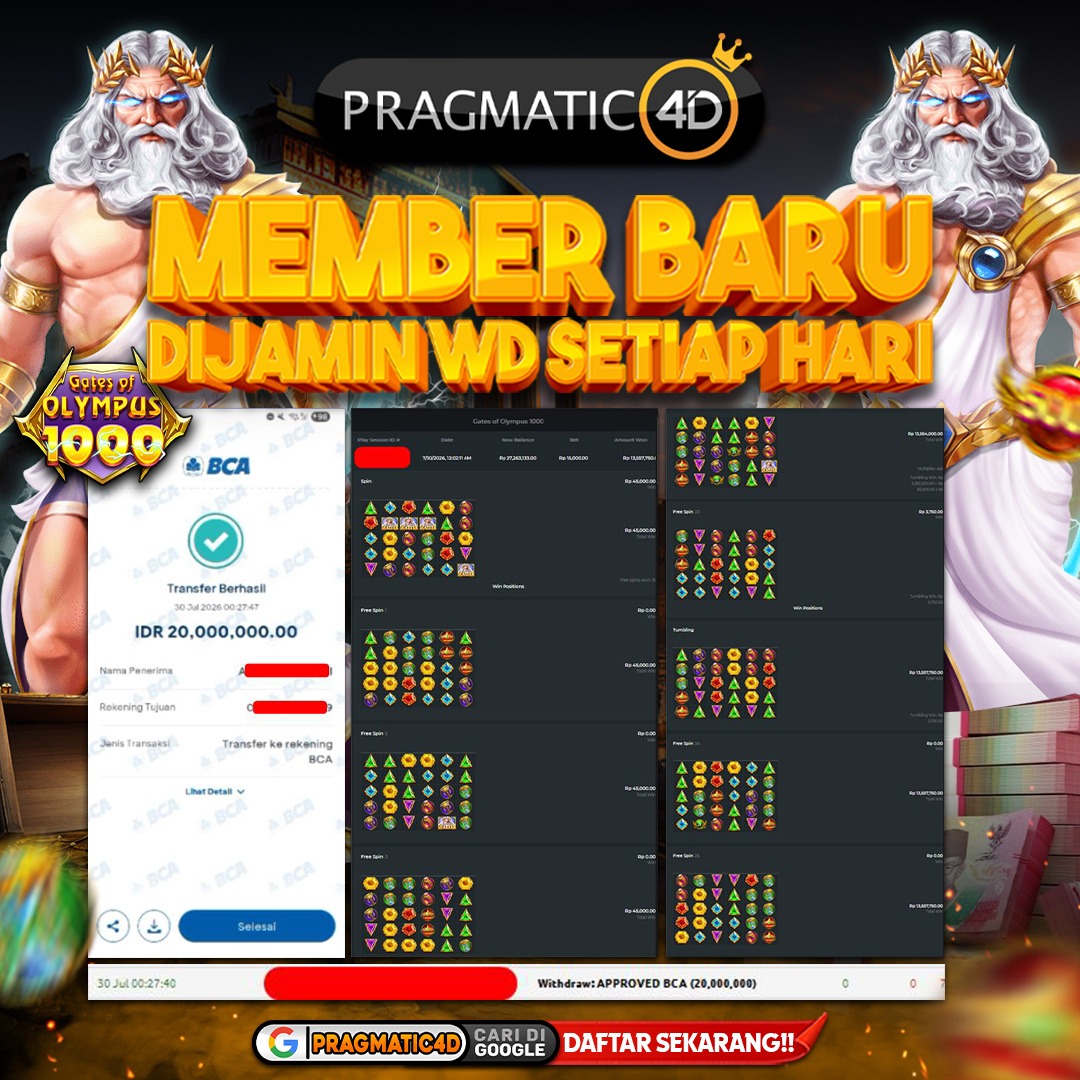 BUKTI KEMENANGAN MEMBER 30 JULI 2026 DI PRAGMATIC4D 20 JUTA