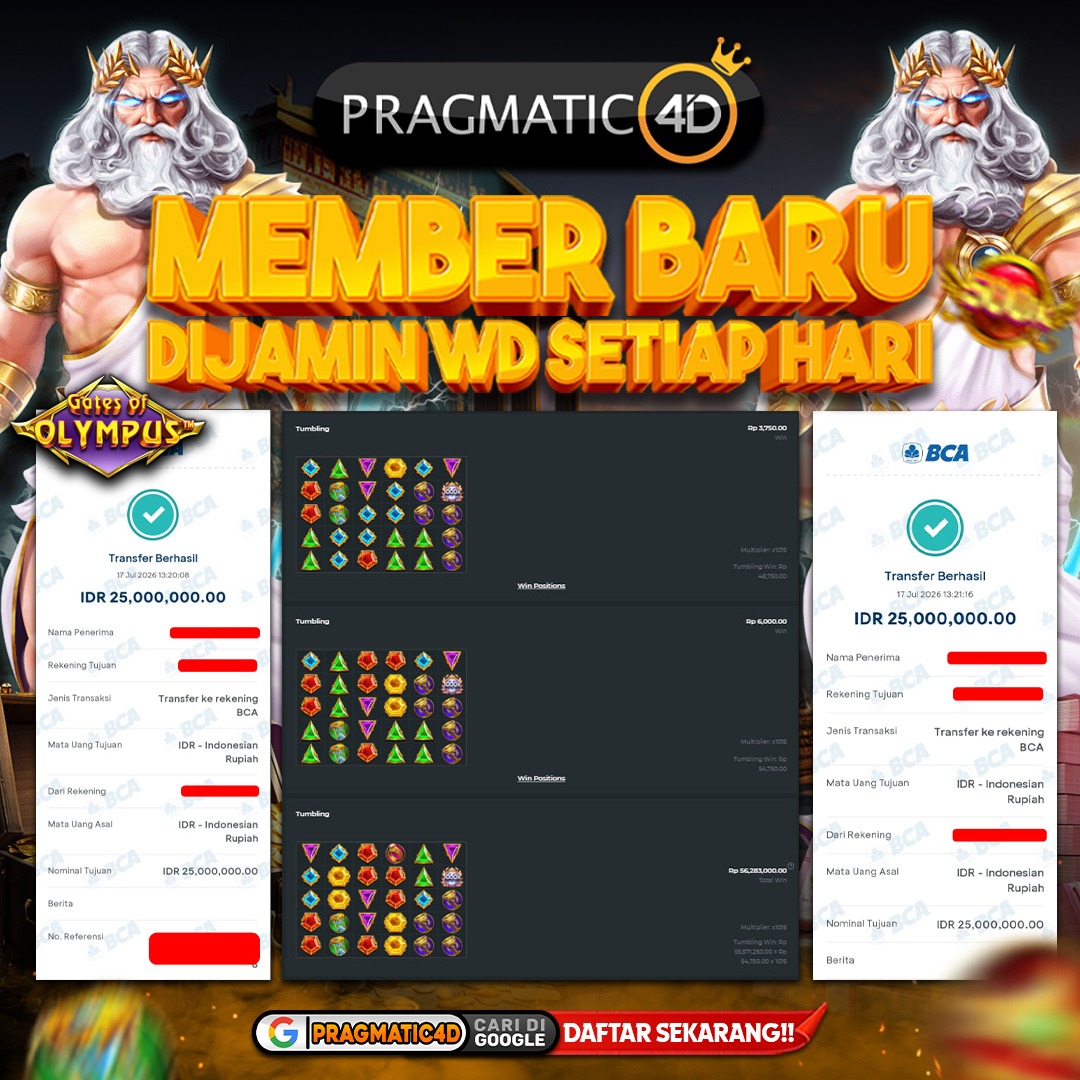 BUKTI KEMENANGAN MEMBER 17 JULI 2026 DI PRAGMATIC4D 50 JUTA