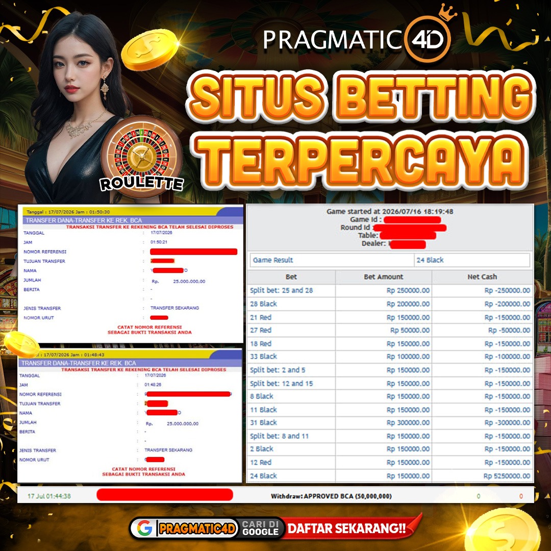 BUKTI KEMENANGAN MEMBER 17 JULI 2026 DI PRAGMATIC4D 50 JUTA