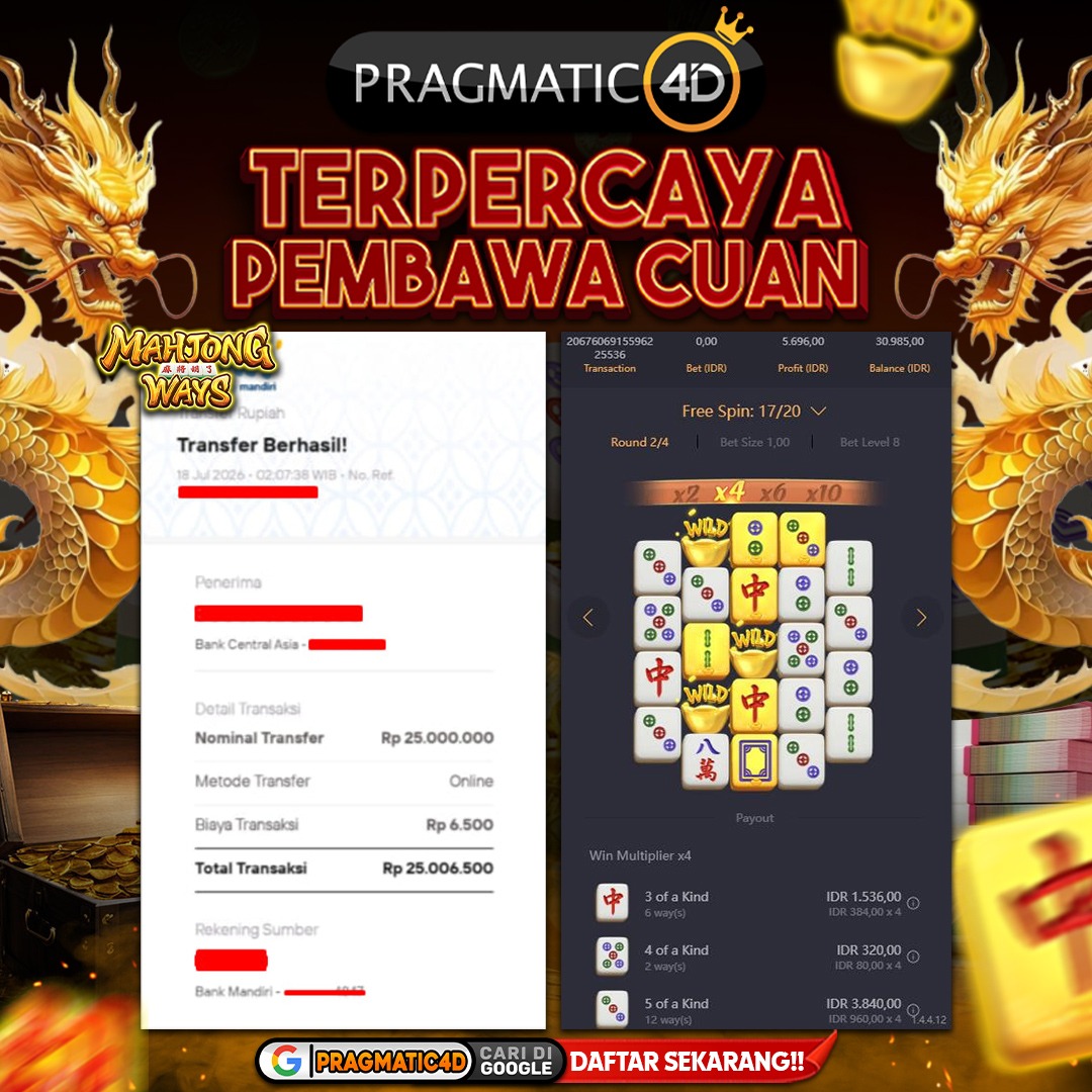 BUKTI KEMENANGAN MEMBER 18 JULI 2026 DI PRAGMATIC4D 25 JUTA