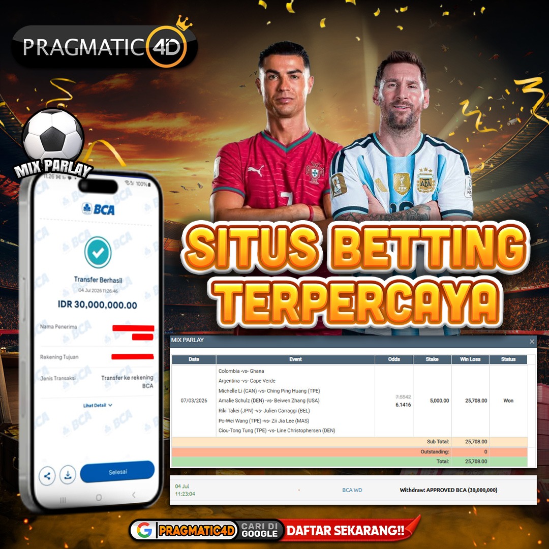 BUKTI KEMENANGAN MEMBER 04 JULI 2026 DI PRAGMATIC4D 30 JUTA