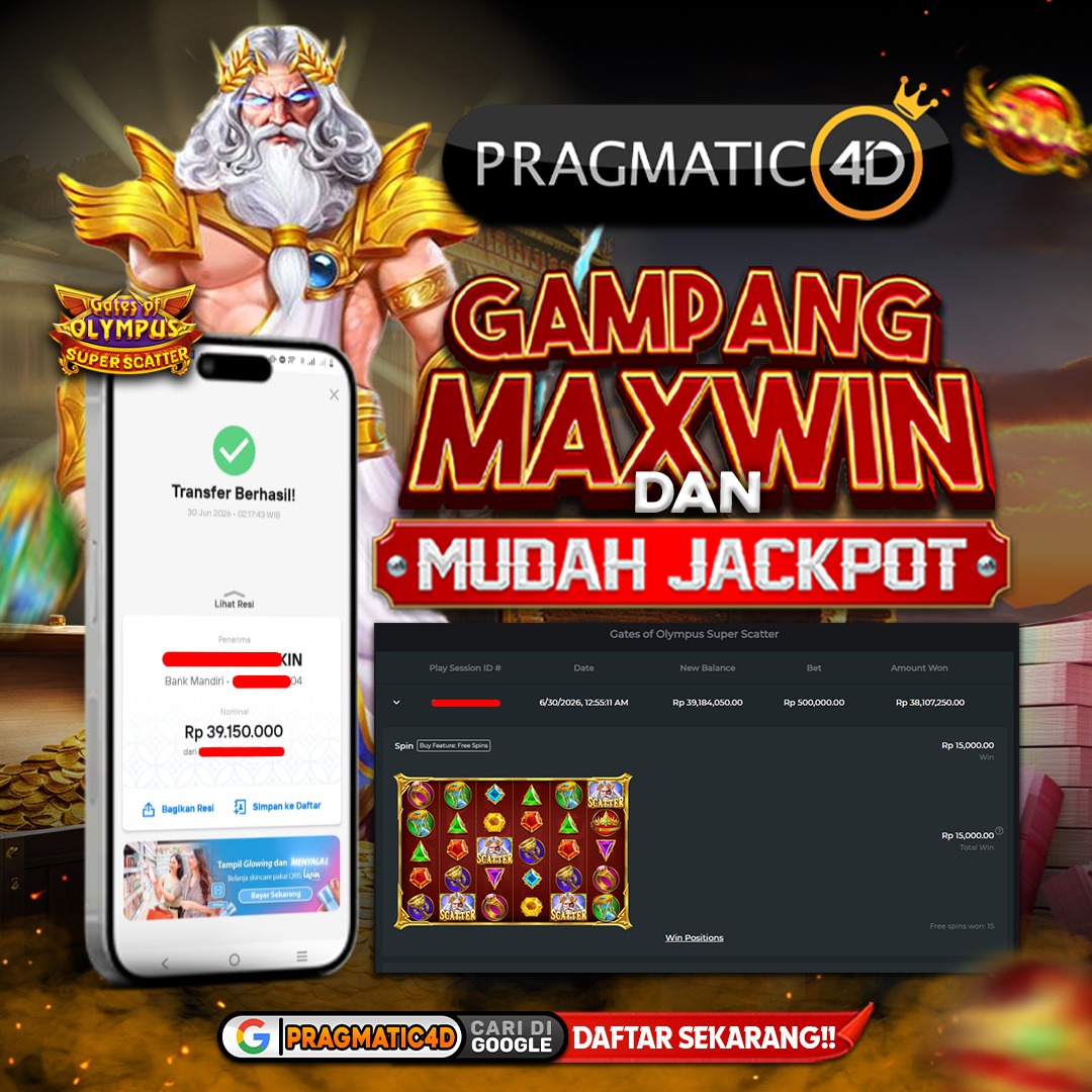 BUKTI KEMENANGAN MEMBER 30 JUNI 2026 DI PRAGMATIC4D 39 JUTA