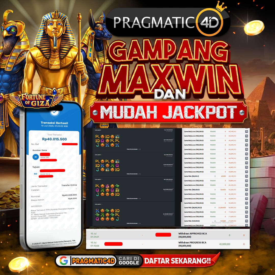 BUKTI KEMENANGAN MEMBER 10 JULI 2026 DI PRAGMATIC4D 40 JUTA