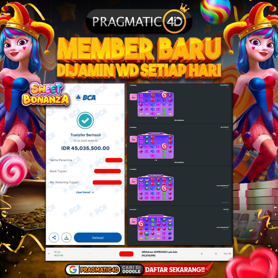 BUKTI KEMENANGAN MEMBER 16 JULI 2026 DI PRAGMATIC4D 45 JUTA