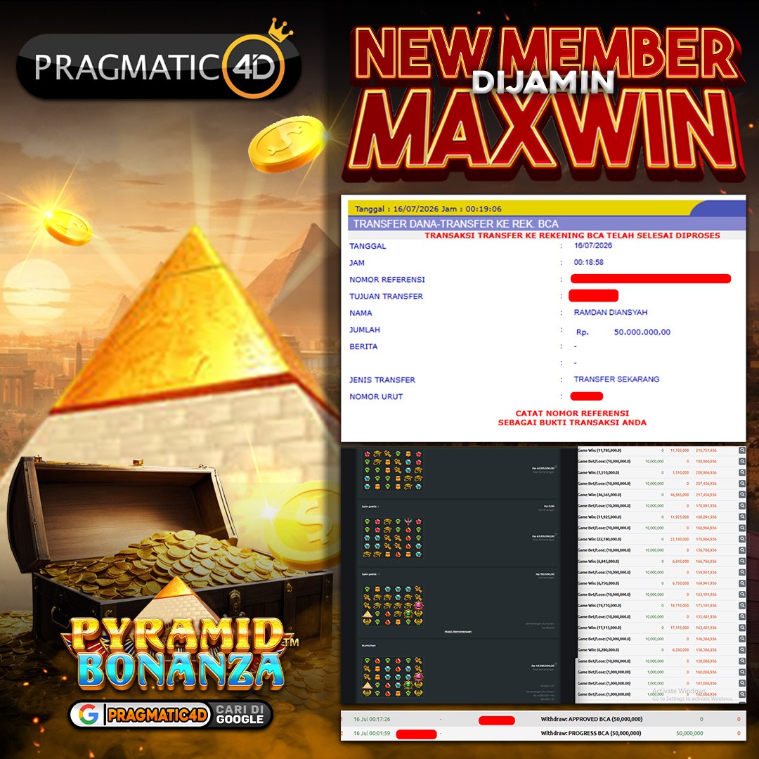 BUKTI KEMENANGAN MEMBER 16 JULI 2026 DI PRAGMATIC4D 50 JUTA