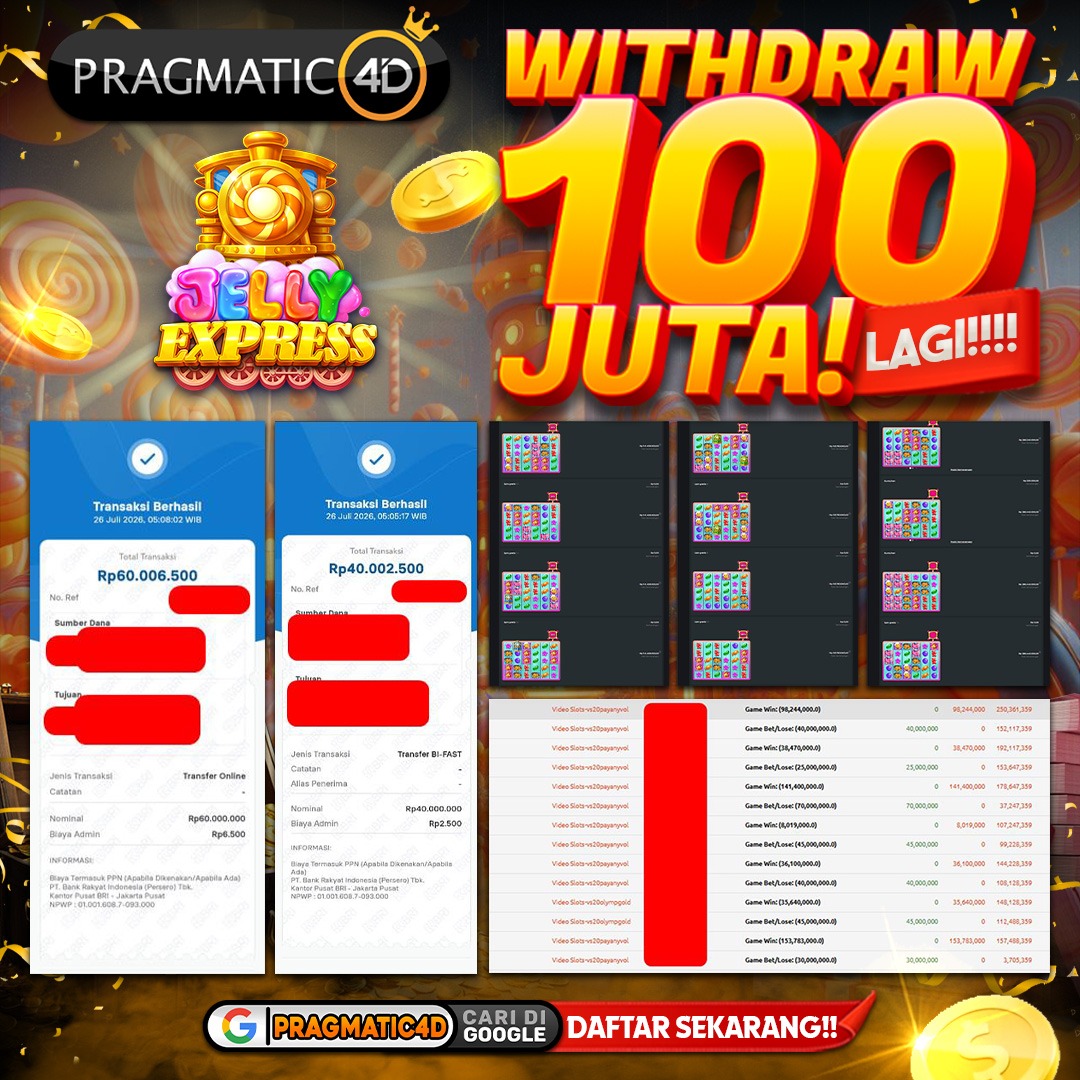 BUKTI KEMENANGAN MEMBER 26 JULI 2026 DI PRAGMATIC4D 100 JUTA