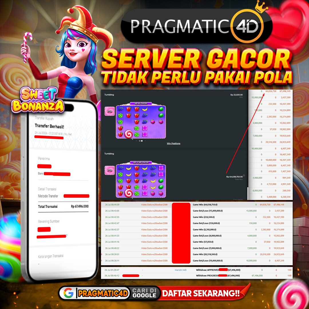 BUKTI KEMENANGAN MEMBER 26 JULI 2026 DI PRAGMATIC4D 67 JUTA