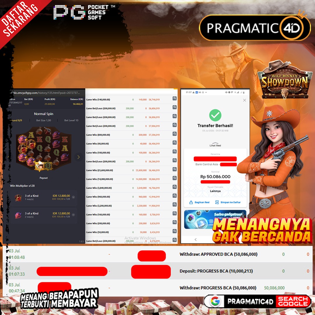 BUKTI KEMENANGAN MEMBER 03 JULI 2026 DI PRAGMATIC4D 50 JUTA