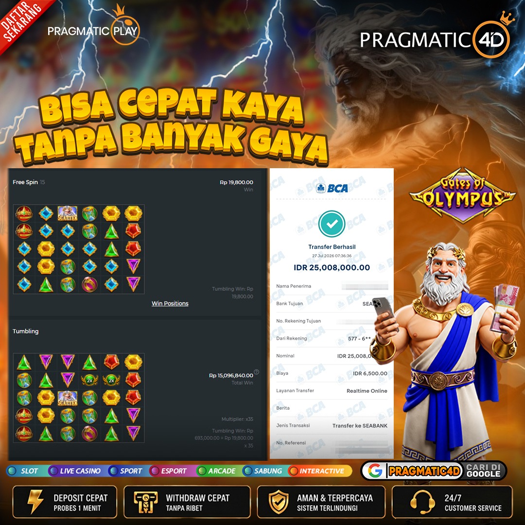 BUKTI KEMENANGAN MEMBER 27 JULI 2026 DI PRAGMATIC4D 25 JUTA