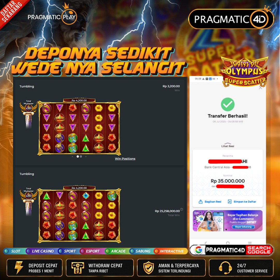 BUKTI KEMENANGAN MEMBER 08 JULI 2026 DI PRAGMATIC4D 35 JUTA