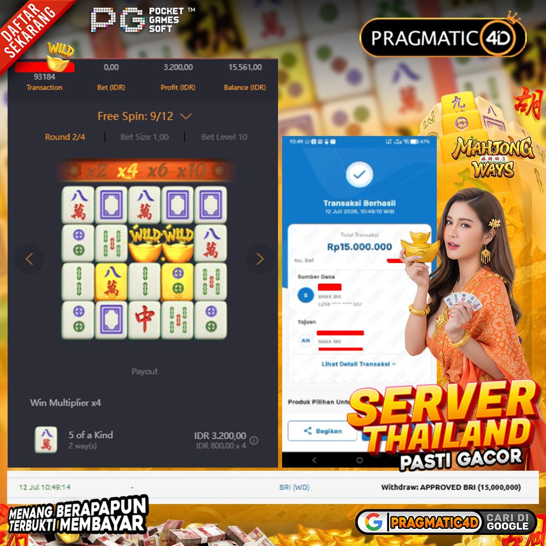BUKTI KEMENANGAN MEMBER 12 JULI 2026 DI PRAGMATIC4D 15 JUTA