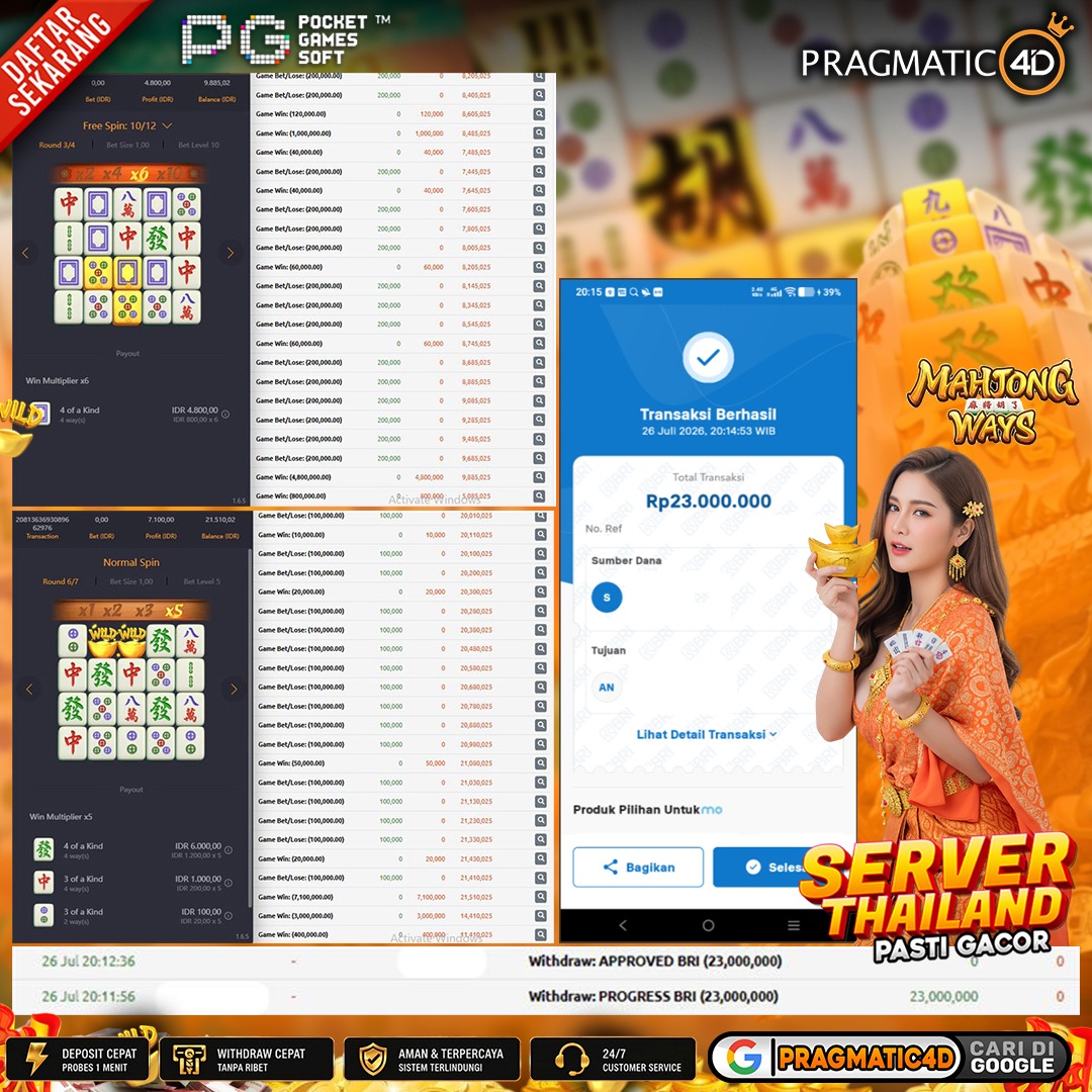 BUKTI KEMENANGAN MEMBER 27 JULI 2026 DI PRAGMATIC4D 23 JUTA