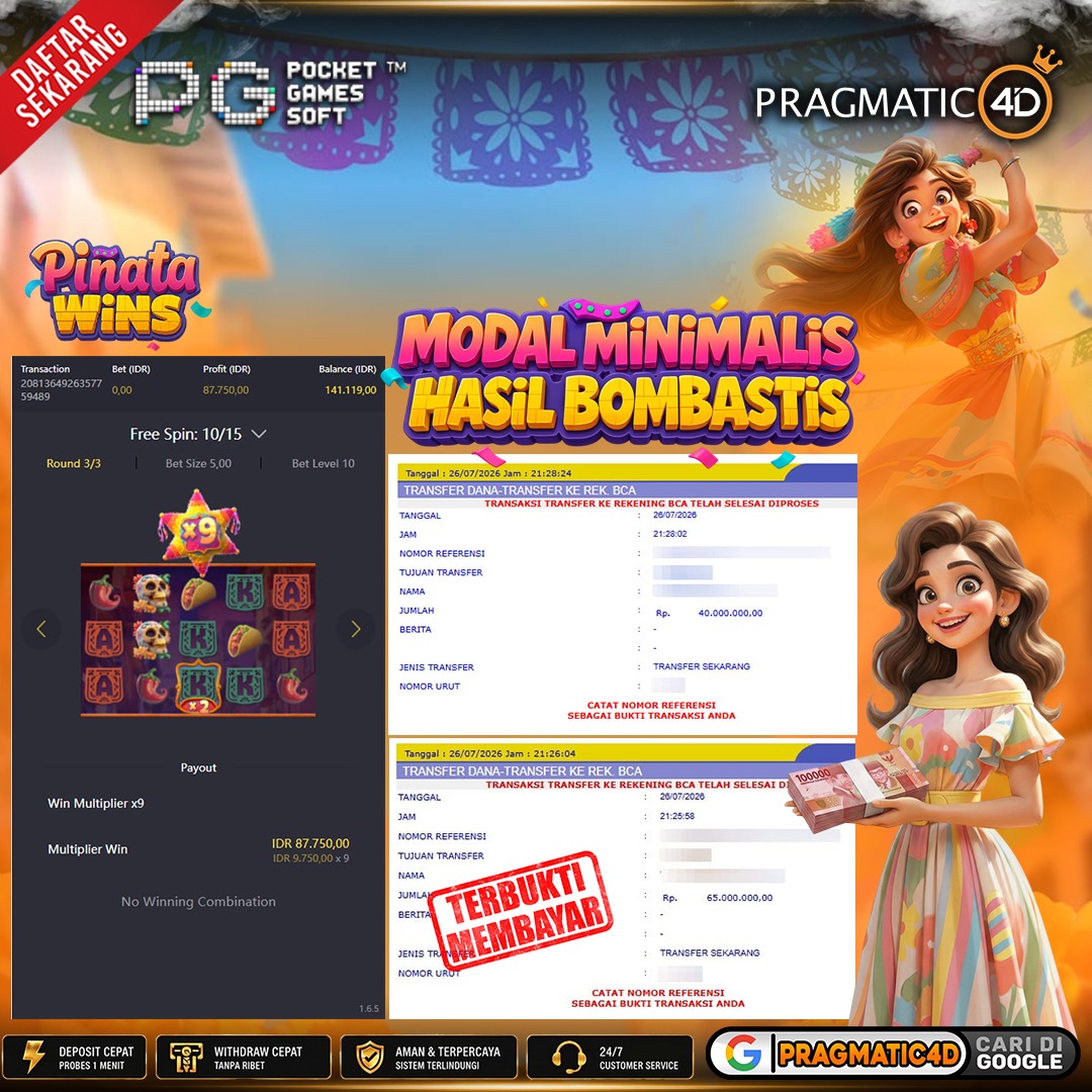 BUKTI KEMENANGAN MEMBER 27 JULI 2026 DI PRAGMATIC4D 105 JUTA