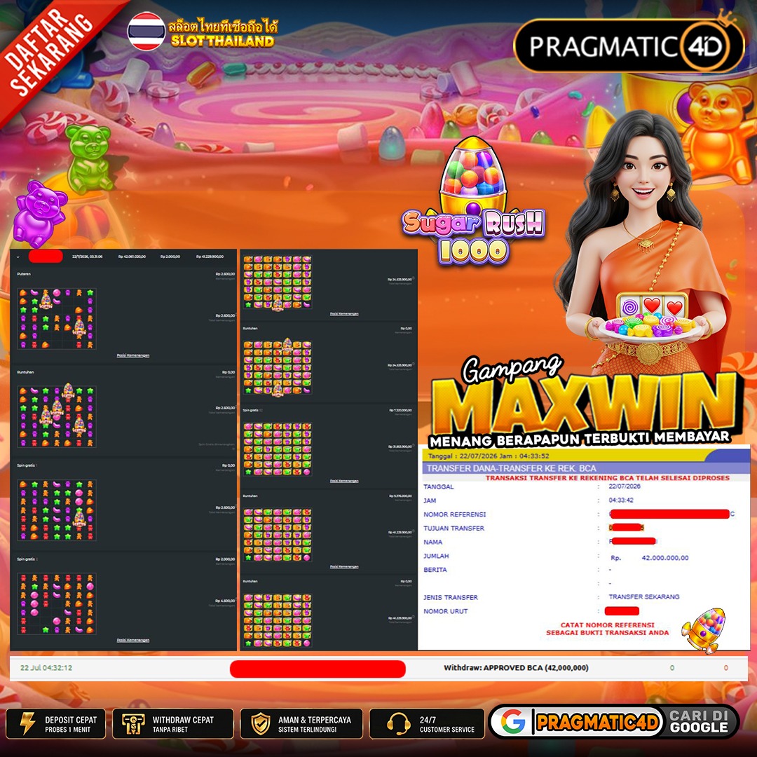 BUKTI KEMENANGAN MEMBER 22 JULI 2026 DI PRAGMATIC4D 42 JUTA