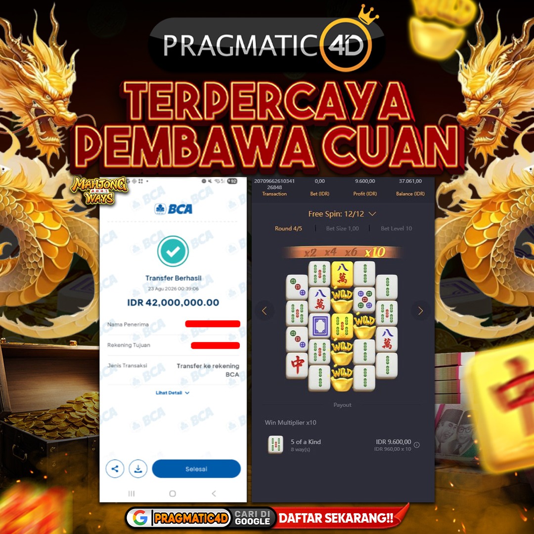 BUKTI KEMENANGAN MEMBER 24 AGUSTUS 2026 DI PRAGMATIC4D 42 JUTA