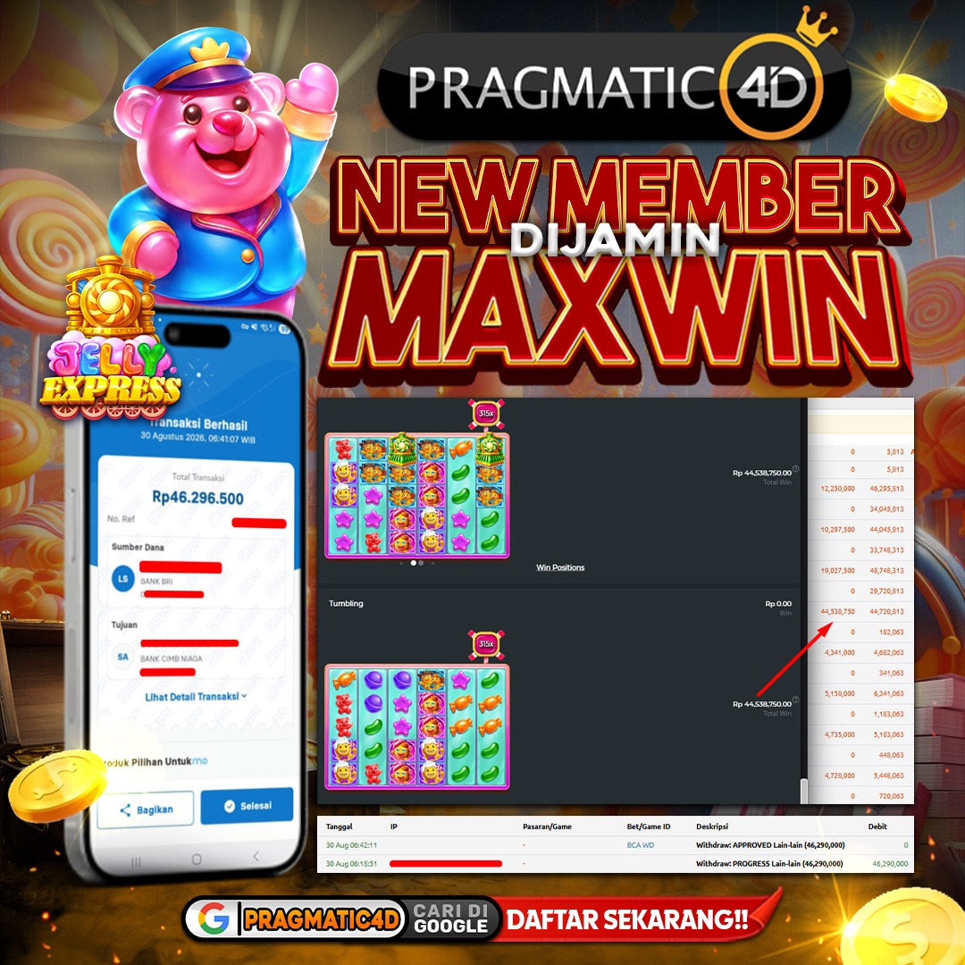 BUKTI KEMENANGAN MEMBER 30 AGUSTUS 2026 DI PRAGMATIC4D 46 JUTA