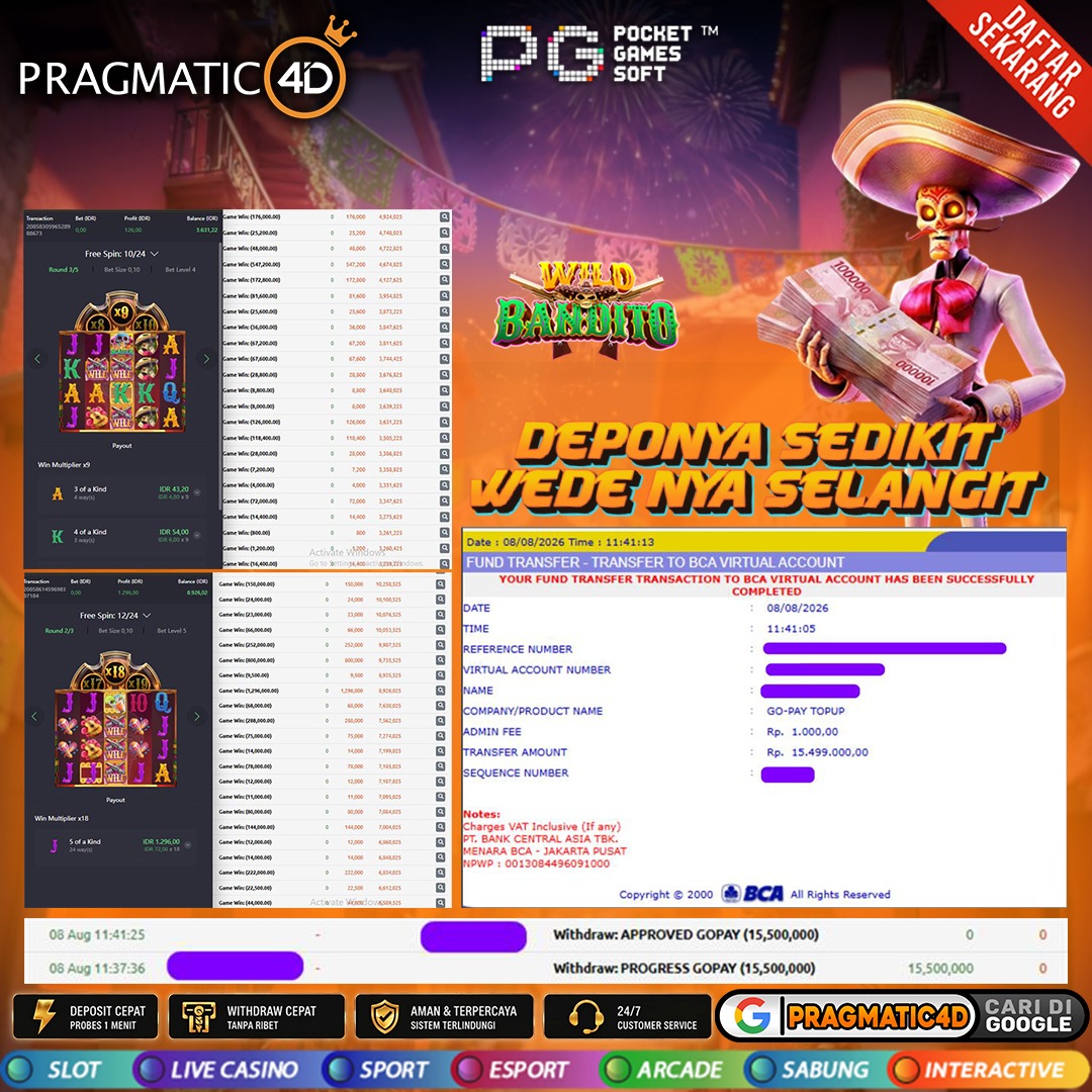BUKTI KEMENANGAN MEMBER 08 AGUSTUS 2026 DI PRAGMATIC4D 15 JUTA