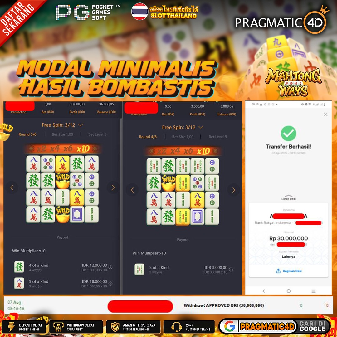 BUKTI KEMENANGAN MEMBER 07 AGUSTUS 2026 DI PRAGMATIC4D 30 JUTA