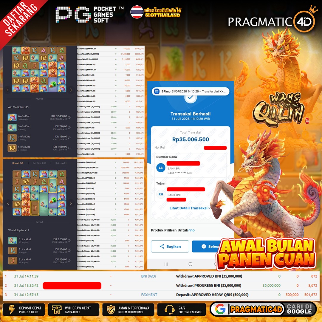 BUKTI KEMENANGAN MEMBER 01 AGUSTUS 2026 DI PRAGMATIC4D 35 JUTA